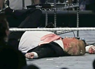Qué hacer si recibes un mensaje sobre Donald Trump sufriendo un ataque cardiaco En la imagen aparece Donald Trump tumbado en el suelo