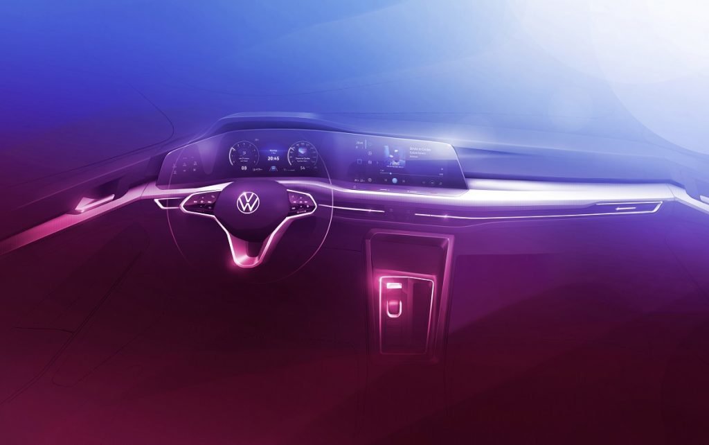 Boceto del diseño interior del inminente VW Golf 8