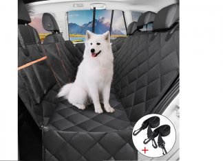 Funda de asiento Imagen de un perro en los asientos traseros de un coche