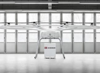 ¿Cómo transportar 200 kg de mercancías? Usa el VoloDrone Volodrone Volocopter DB Schenker frontal