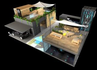 La ‘casa’ que ha construido Mercedes para la Fórmula E Boceto digital de la Mercedes-Benz EQ House