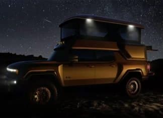 Qué tiene este GMC Hummer EV para poder ir al fin del mundo -y volver- GMC Hummer EV módulo Earthcruiser tres cuartos frontal recreación