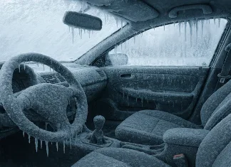 Qué cosas no deberías dejar dentro de tu coche durante el invierno Imagen de un interior de un vehículo congelado
