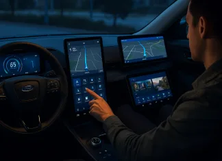 ¿Es posible acabar con la ‘fatiga’ que causan las pantallas en los vehículos? Interior de un coche con muchas pantallas en el salpicadero