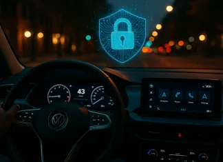 Es un hecho: la ciberseguridad es cada vez más importante para los coches de particulares y empresas Ilustración de un vehículo ciberseguro