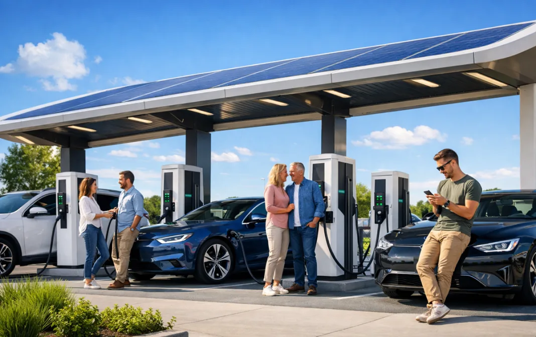 imagen-vehiculos-eléctricos.-puntos de carga-hackercar Representación de una estación de carga