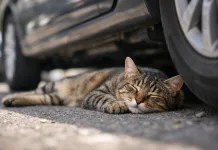 La nueva utilidad de la IA aplicada a los coches gustará mucho… a los gatos Imagen de un gato debajo de un vehículo