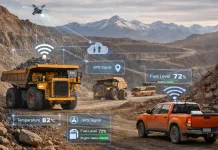 De qué forma el IOT puede ayudar a las máquinas que se emplean en la industria minera Imagen de vehículos accediendo a mina