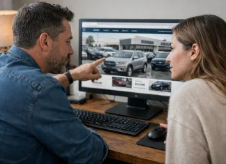 La última moda de los ciberdelincuentes: copiar webs de compra-venta de vehículos para engañarte Pareja mirando una web de compra venta de coches en Internet