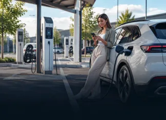 Los vehículos eléctricos y sus cargadores ya sufren ciberataques: ¿Quieres especializarte para protegerlos? Mujer recarga vehículo eléctrico